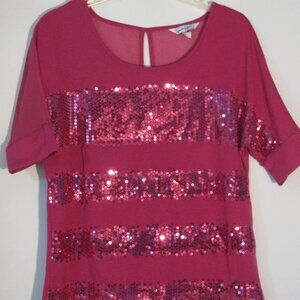 *Speechless Sequin Top Small Pink with Semi Sheer Detail on Back